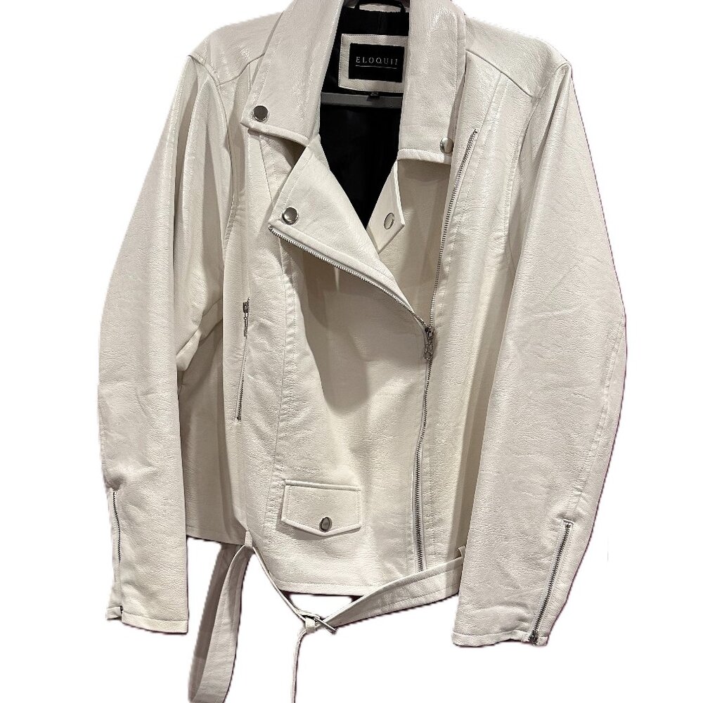 Plus Size Eloquii White Faux Leather Jacket Size 22/24 & 26/28